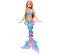 Barbie Poupée Sirène Fleur Magique – Blonde, fleurs surprise, queues dégradées, serre-tête perlé