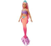 Barbie Poupée Sirène Dreamtopia (Ronde, Cheveux Roses), avec Queue de Sirène à Dégradé Rose et Diadème, Jouet Enfant, Dès 3 Ans, HGR09