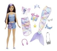 Barbie Poupée Skipper de Mermaid Power avec 10 Éléments Dont Une Queue de Sirène, des Vêtements, Un Animal et des Accessoires, Jouet Enfant, Dès 3 Ans, HHG55