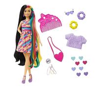 Barbie Poupée Ultra Chevelure Thème Cœurs, Mince, 21,6 cm, avec Cheveux Fantaisie, Robe, 15 Accessoires de Coiffure et de Mode (8 avec Changement de Couleur) ; pour Enfants à partir de 3 Ans, HCM90