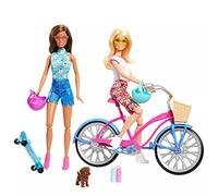 Barbie Poupée vélo plage set bleu skateboard + accessoires, HJY84
