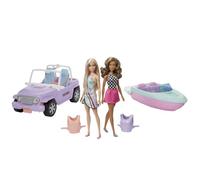 Mattel Barbie Coffret véhicules et poupées GXD66, 2 véhicules (Jeep et motoscafo)