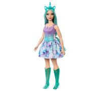 Barbie Poupées Licorne aux Cheveux colorés Fantaisie, aux Tenues avec Effet dégradé et aux Accessoires sur Le thème de la Licorne, HRR15