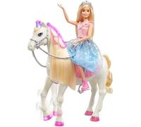 Barbie Princesse Adventure poupée blonde articulée et son cheval merveilleux lumières sons et mouvements réalistes jouet pour enfa