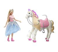 Barbie Princesse Adventure poupée Blonde et Son Cheval Merveilleux, lumières, Sons et mouvements réalistes, Emballage fermé, Jouet pour Enfant, GYK64