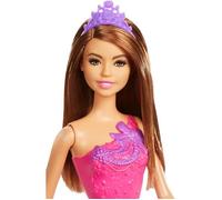 BARBIE PRINCESSE DE POUPÉE avec des cheveux bruns et la robe en rose fuchsia et violet poupée figurine