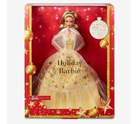 Mattel Poupée Barbie Joyeux Noël 2023 – robe dorée, cheveux châtains