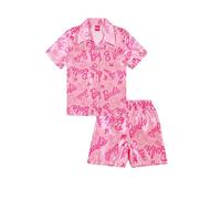 Barbie Pyjama court en satin pour femme - Pyjama deux pièces pour femme - Tailles 36 à 48, rose, 16-18