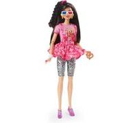 Barbie Rétro Poupée Mannequin Soirée Cinéma, Cheveux Noirs, années 80, vêtements et Accessoires, à Collectionner, Jouet Enfant, Dès 3 Ans, HJX18