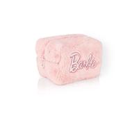 Barbie Femmes Moelleux Trousse de Maquillage | Dames Partout en Fourrure avec Logo brodé en Rose | Logo Classique Zip Cosmétique Sac De Rangement Poupée Vêtements Conteneur avec Ample Rangement