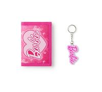 Barbie Portefeuille Filles | Portefeuille Rose à Trois Volets avec imprimé Heart All Over pour Enfants | Porte-clés Porte-Monnaie et Porte-Cartes pour Enfants