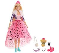 Barbie Royal Adventure poupée blonde avec jupe rose en tulle, figurine chiot et accessoires inclus, jouet pour enfant, GML76