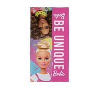Character World Serviette Barbie Officielle | Toucher Super Doux, Design Frais | Parfait pour la Maison, Le Bain, la Plage et la Piscine | 100% Coton, Taille Unique 140 cm x 70 cm, Rose
