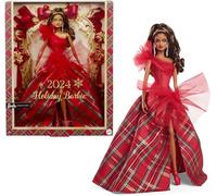Barbie Signature, Cadeaux de Collection saisonniers, Signature, Robe à Carreaux avec nœud Rouge, Emballage présentable, Cheveux Marron Clair, HRM67