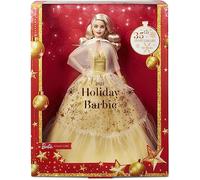 Barbie Signature Joyeux Noël 2023, Poupée Collector Spéciale Fêtes avec Robe De Soirée Dorée, Cheveux Blonds Et Emballage De Présentation, À Collectionner, Jouet pour Enfant de 3 Ans et Plus, HJX08