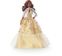 Barbie Signature Joyeux Noël 2023 Poupée Spéciale Fêtes 35Ème Anniversaire avec Robe De Soirée Dorée, Cheveux Bruns Et Emballage De Présentation, À Collectionner, Jouet Enfant, Dès 3 Ans, HJX05