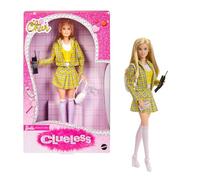 Barbie Signature Poupée Cher de Clueless à Collectionner dans Un Costume à Carreaux Jaune avec Sac à Dos, téléphone Portable et permis d’Apprentissage de la Conduite
