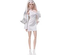 Barbie Signature poupée de Collection articulée Looks, Blonde Platine Portant Une Robe Blanche et des Bottines compensées, Jouet Collector, GXB28
