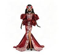 Barbie Signature Poupée de Collection Día De Muertos | Robe sirène en satin avec broderies, masque calavera amovible avec têtes de mort, emballage collector, 6 ans et +, JJX96