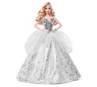 Barbie Signature poupée de Collection Joyeux Noël en Robe argentée, édition 2021, Jouet Collector, GXL21