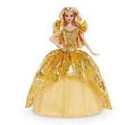 Barbie Signature poupée de Collection Joyeux Noël en Robe dorée, édition 2020, Jouet Collector, GHT54