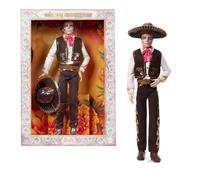 Barbie Poupée Ken Día De Muertos avec Chemise Couleur crème, Gilet et Pantalon Noirs, Sombrero et Maquillage Calavera, JBJ06