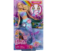 Barbie - sirène magique florale, poupée aux cheveux blonds avec file...