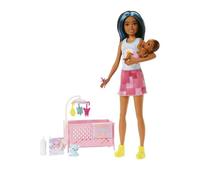 Barbie Skipper Coffret Baby-Sitter avec berceau, poupée bébé et accessoires