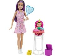 Barbie Skipper Poupée baby-sitter, jeu d'anniversaire avec changement de couleur