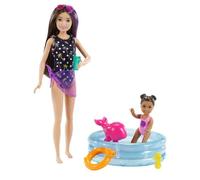 Barbie Skipper Poupée baby-sitter, set de jeu avec poupée bébé et piscine