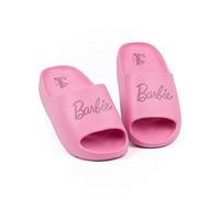 Barbie Sliders Femme | Sandales avec logo de poupée emblématique rose pour dames | Beachwear Maillot de bain Chaussures d’été Chaussures
