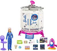 Barbie Space Discovery Coffret Station Spatiale avec poupée Astronaute, Figurine Chiot, fusée et Accessoires, Jouet pour Enfant, GXF27