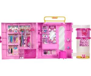 Barbie Spin & Style Coffret dressing et garde-robe, nouveauté 2026 | Coffret de rangement portable avec plusieurs espaces de jeu dont coiffeuse, 20+ accessoires, dès 3 ans, JNR16