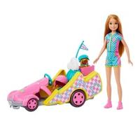 Barbie Coffret Poupée Stacie avec Voiture De Kart, Chien Et Accessoires, 9 Éléments, Inspiré du Film Et Stacie - À La Rescousse, Jouet Enfant, A Partir De 3 Ans, HRM08