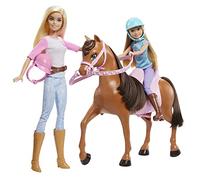 Barbie - Stacie Sœurs à Cheval Jeu avec Cheval et Selle de 2, avec équitation, Jouet et Cadeau pour Enfants 3+ Ans, GXD65