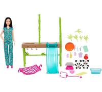 Barbie Station de soins Panda Set de jeu 24956 Set de sauvetage de bébé panda, 2 bébés pandas, 20 accessoires