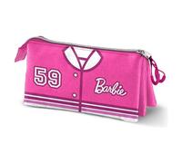 Barbie Varsity-Trousse Triple, Rose, 23 x 11 cm