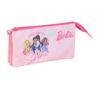 Barbie - Trousse Triple, Trousse pour Enfant, idéale pour Les Enfants d'âge Scolaire, Confortable et Polyvalente, qualité et résistance, 22 x 3 x 12 cm