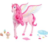 Barbie Pégase Magique Rose Aux Ailes Multicolores Scintillantes, avec Sons Et Lumières, 10 Accessoires Inclus Dont Chiot avec Surprise Ailée Magique, Jouet Enfant, A Partir De 3 Ans, HLC41
