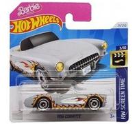 Barbie - voiture 1956 corvette - cabriolet decapotable - echelle 1:64 metal - hot wheels - set vehicule miniature + carte