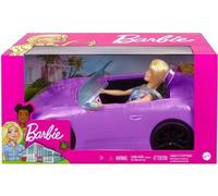 Barbie Voiture Décapotable Mauve + Poupée Mannequin - Auto Sportive - Set Véhicule Cabriolet Jouet Fille + Carte