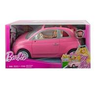 Barbie voiture rose pour fiat 500 et 1 poupée mannequin - set véhicule décapotable 4 places - jouet fille + carte animal