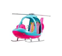 Barbie Voyage Hélicoptère rose et bleu pour poupée avec hélice rotative, jouet pour enfant, FWY29