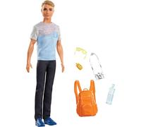 Barbie Voyage poupée Ken aux Cheveux châtains avec 5 Accessoires Dont Un Appareil Photo et Un Sac à Dos, Jouet pour Enfant, FWV15