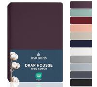 Barbons Drap Housse 120x190 cm / 120x200 cm, 100% Coton Certifié Oeko-TEX Premium, Drap-Housse en Jersey, pour Matelas Bonnet jusqu'à 25 cm - Pourpre 120 x 190/200 cm