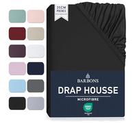 Barbons Drap Housse 140x190 / 140x200 cm - Bonnet 35 cm pour Matelas Épais - 100% Polyester Microfibre - Oeko-Tex Certifié - Anti-Peeling et Élastique Complet - 140 x 200 Noir
