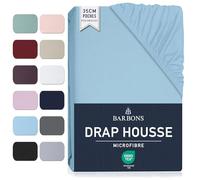 Barbons Drap Housse 140x190 / 140x200 cm - Bonnet 35 cm pour Matelas Épais - 100% Polyester Microfibre - Oeko-Tex Certifié - Anti-Peeling et Élastique Complet - 140 x 200 Bleu