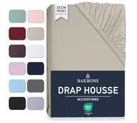 Barbons Drap Housse 140x190 / 140x200 cm - Bonnet 35 cm pour Matelas Épais - 100% Polyester Microfibre - Oeko-Tex Certifié - Anti-Peeling et Élastique Complet - 140 x 200 Beige/Sable