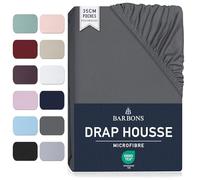 Barbons Drap Housse 180x200 cm - Bonnet 35 cm pour Matelas Épais - 100% Polyester Microfibre - Oeko-Tex Certifié - Anti-Peeling et Élastique Complet - 180 x 200 Gris Anthracite