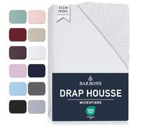 Barbons Drap Housse 90x190 / 90 x 200 cm - Bonnet 35 cm pour Matelas Épais - 100% Polyester Microfibre - Oeko-Tex Certifié - Anti-Peeling et Élastique Complet - 90x200 Blanc